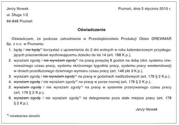 Oświadczenie Oświadczenie