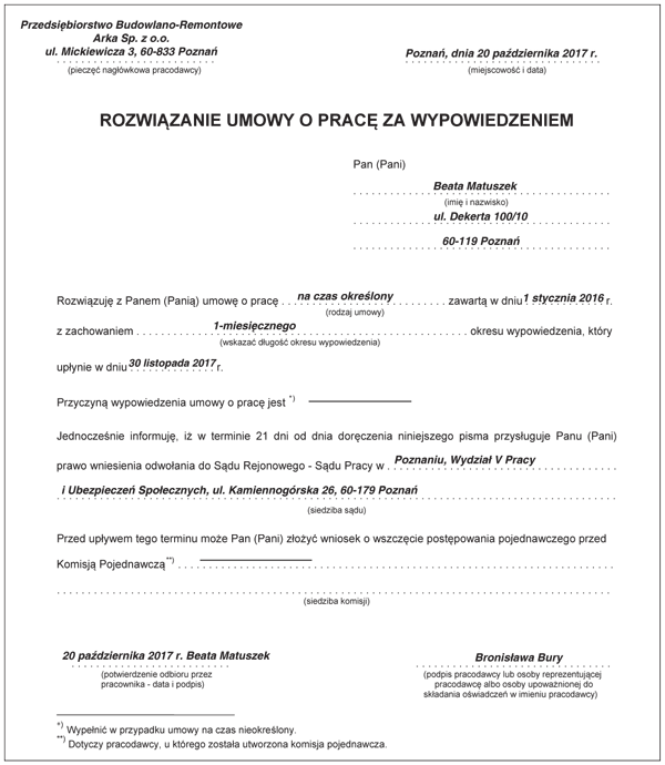 Rozwiązanie umowy o pracę Rozwiązanie umowy o pracę