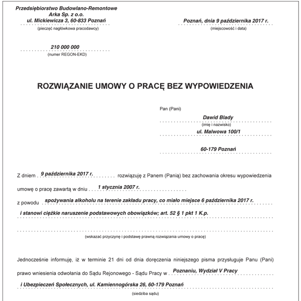Rozwiązanie umowy o pracę bez wypowiedzenia Rozwiązanie umowy o pracę bez wypowiedzenia