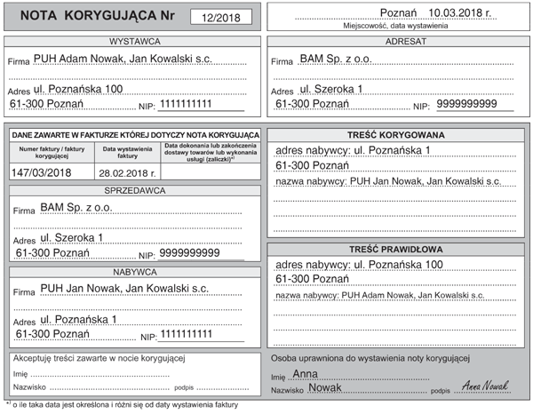 Nota korygująca