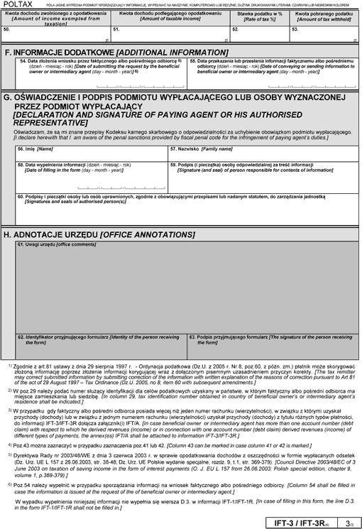IFT-3/IFT-3R. Informacja o przychodach (dochodach) wypłaconych lub postawionych do dyspozycji faktycznemu albo pośredniemu odbiorcy