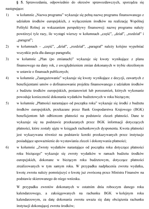 Instrukcja sporządzania sprawozdań budżetowych w zakresie budżetu środków europejskich Instrukcja sporządzania sprawozdań budżetowych w zakresie budżetu środków europejskich