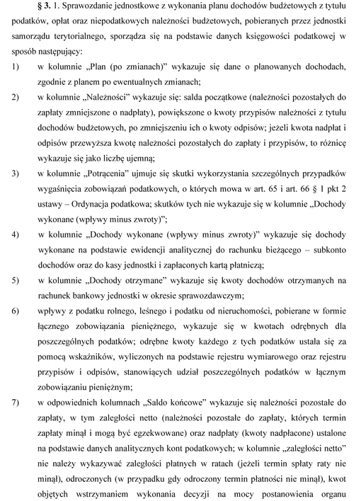 Instrukcja sporządzania sprawozdań budżetowych w zakresie budżetów jednostek samorządu terytorialnego Instrukcja sporządzania sprawozdań budżetowych w zakresie budżetów jednostek samorządu terytorialnego