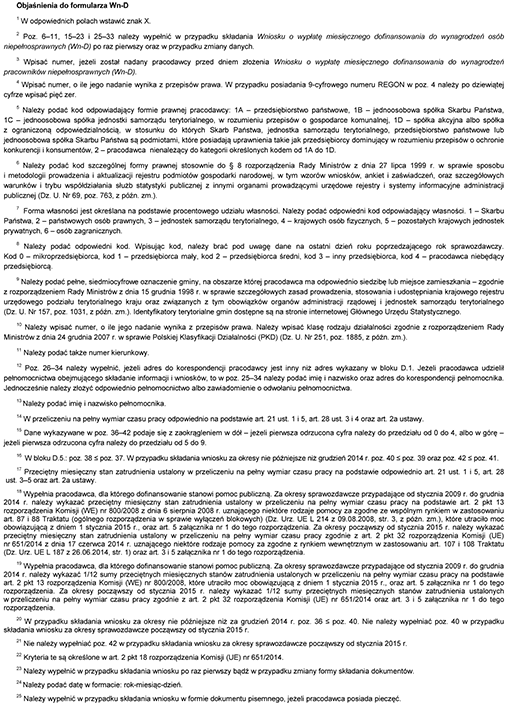 Wn-D. Wniosek o wypłatę miesięcznego dofinansowania do wynagrodzeń pracowników niepełnosprawnych Wn-D. Wniosek o wypłatę miesięcznego dofinansowania do wynagrodzeń pracowników niepełnosprawnych
