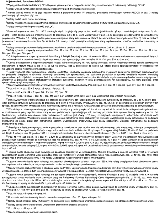 Objaśnienia do formularza DEK-I-b Objaśnienia do formularza DEK-I-b