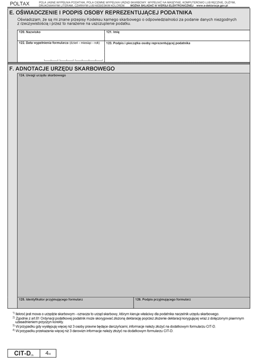 CIT-D. Informacja podatnika podatku dochodowego od osób prawnych o otrzymanych/przekazanych darowiznach CIT-D. Informacja podatnika podatku dochodowego od osób prawnych o otrzymanych/przekazanych darowiznach