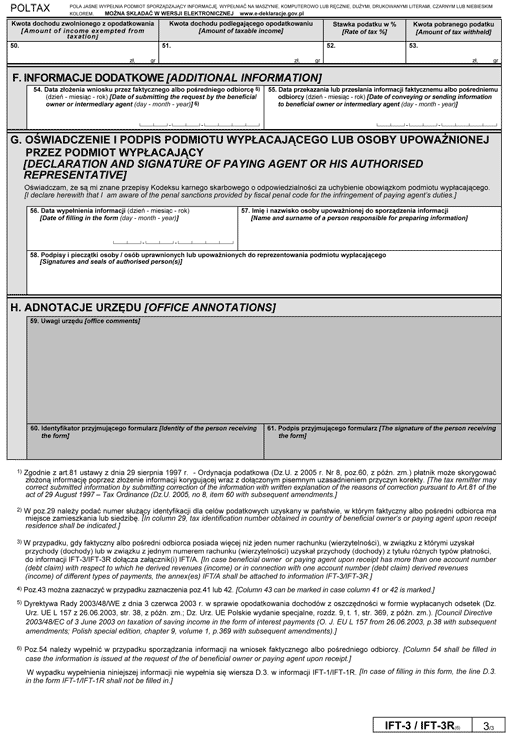 IFT-3/IFT-3R. Informacja o przychodach (dochodach) wypłaconych lub postawionych do dyspozycji faktycznemu albo pośredniemu odbiorcy IFT-3/IFT-3R. Informacja o przychodach (dochodach) wypłaconych lub postawionych do dyspozycji faktycznemu albo pośredniemu odbiorcy