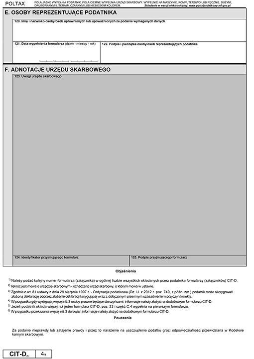 CIT-D. Informacja podatnika podatku dochodowego od osób prawnych o otrzymanych/przekazanych darowiznach CIT-D. Informacja podatnika podatku dochodowego od osób prawnych o otrzymanych/przekazanych darowiznach