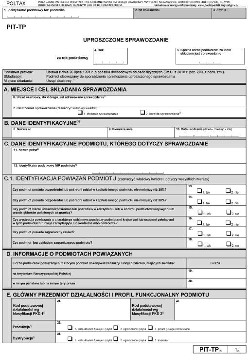 PIT-TP Uproszczone sprawozdanie