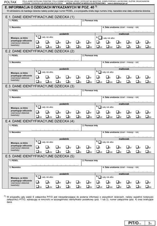 PIT/O. Informacja o odliczeniach od dochodu (przychodu) i od podatku