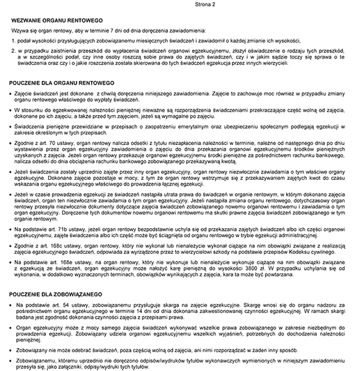 Zawiadomienie o zajęciu świadczeń z zaopatrzenia emerytalnego i ubezpieczenia społecznego oraz renty socjalnej Zawiadomienie o zajęciu świadczeń z zaopatrzenia emerytalnego i ubezpieczenia społecznego oraz renty socjalnej