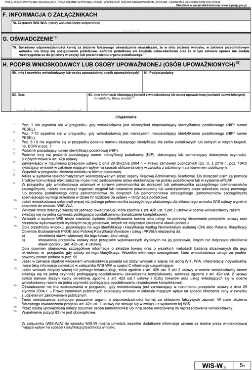 WIS-W Wniosek o wydanie wiążącej informacji stawkowej