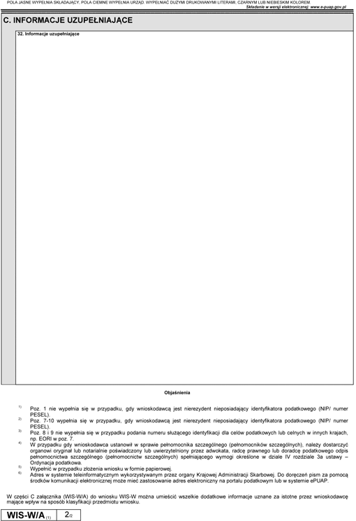 WIS-W/A Załącznik do wniosku o wydanie wiążącej informacji stawkowej
