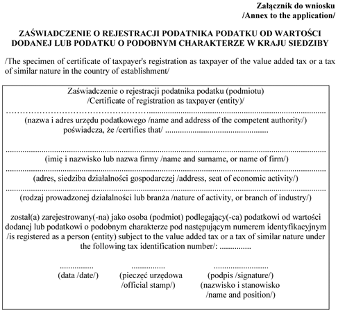 Wniosek / korekta wniosku o zwrot VAT