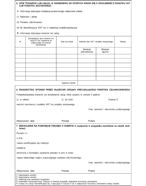 Świadectwo zwolnienia z podatku VAT lub podatku akcyzowego Świadectwo zwolnienia z podatku VAT lub podatku akcyzowego