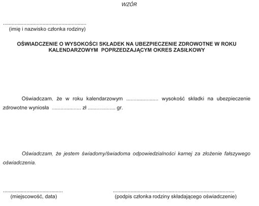 Oświadczenie o wysokości składek na ubezpieczenie zdrowotne w roku kalendarzowym poprzedzającym okres zasiłkowy