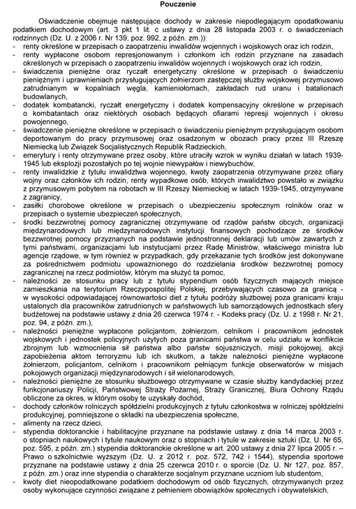 Oświadczenie członka rodziny o dochodzie niepodlegającym opodatkowaniu podatkiem dochodowym od osób fizycznych, osiągniętym w roku kalendarzowym poprzedzającym okres zasiłkowy Oświadczenie członka rodziny o dochodzie niepodlegającym opodatkowaniu podatkiem dochodowym od osób fizycznych, osiągniętym w roku kalendarzowym poprzedzającym okres zasiłkowy
