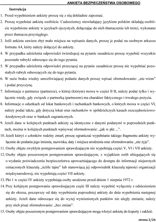 Ankieta bezpieczeństwa osobowego