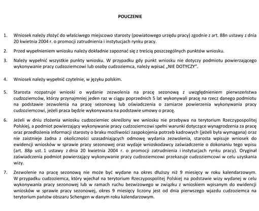 Wniosek podmiotu działającego jako agencja pracy tymczasowej o wydanie zezwolenia na pracę sezonową cudzoziemca na terytorium Rzeczypospolitej Polskiej w charakterze pracownika tymczasowego