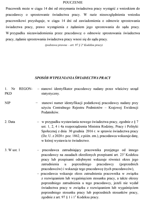 Świadectwo pracy