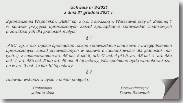 Decyzja o sporządzeniu uproszczonego sprawozdania finansowego