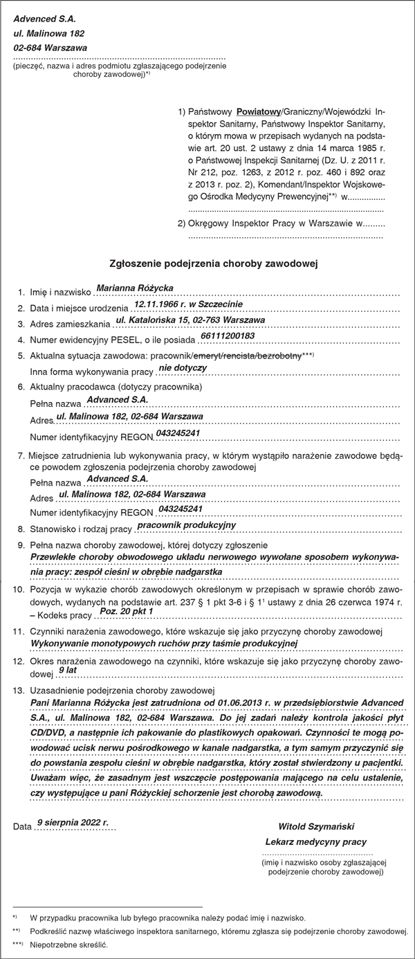 Postępowanie w sprawie chorób zawodowych Postępowanie w sprawie chorób zawodowych