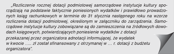 Rozliczenie dotacji podmiotowej w księgach instytucji kultury