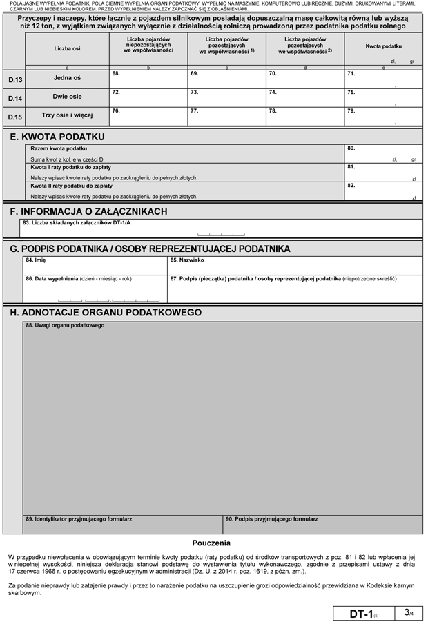 DT-1. Deklaracja na podatek od rodkw transportowych