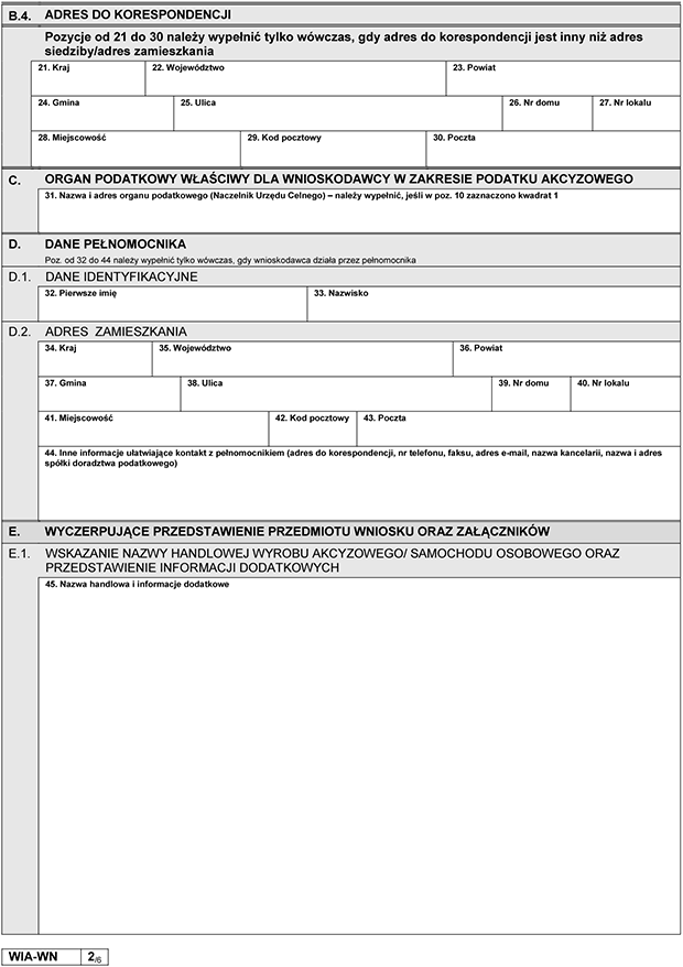 WIA-WN. Wniosek o wydanie wicej informacji akcyzowej (WIA)