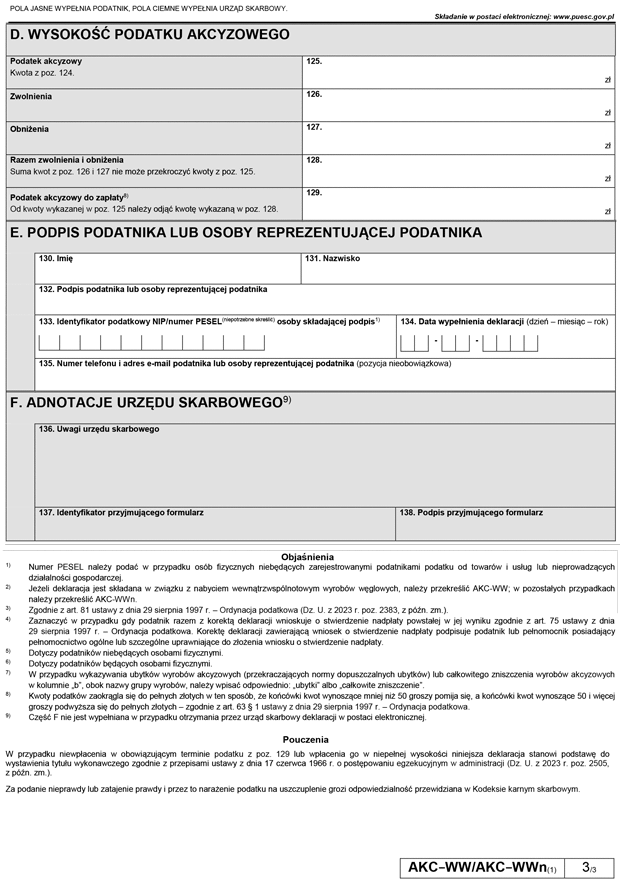 AKC-WW/AKC-WWn Deklaracja w sprawie podatku akcyzowego od wyrobw wglowych