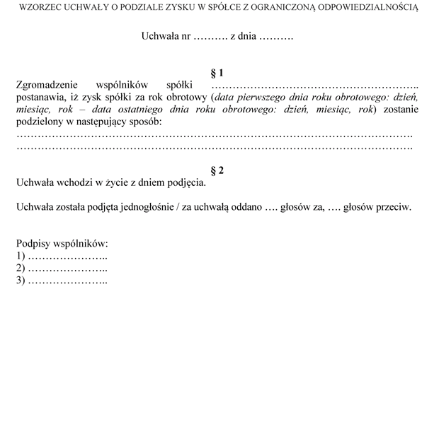 Wzorzec uchway o podziale zysku w spce z ograniczon odpowiedzialnoci