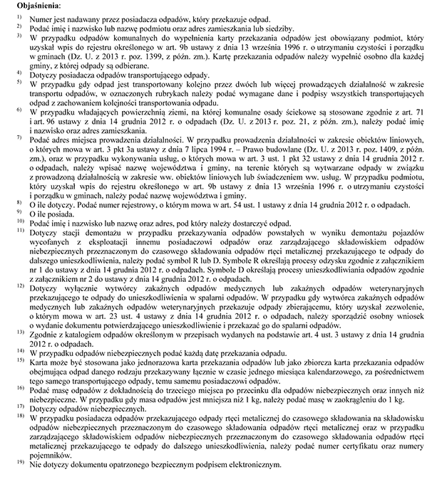 Wzr karty przekazania odpadw