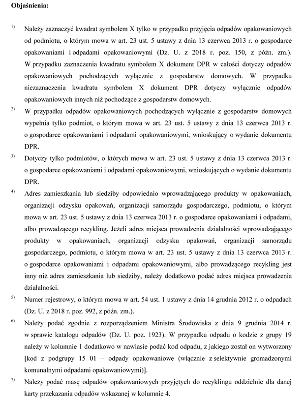 Dokument potwierdzajcy recykling odpadw opakowaniowych