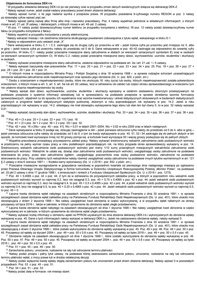 DEK-I-b. Deklaracja miesicznych wpat na Pastwowy Fundusz Rehabilitacji Osb Niepenosprawnych
