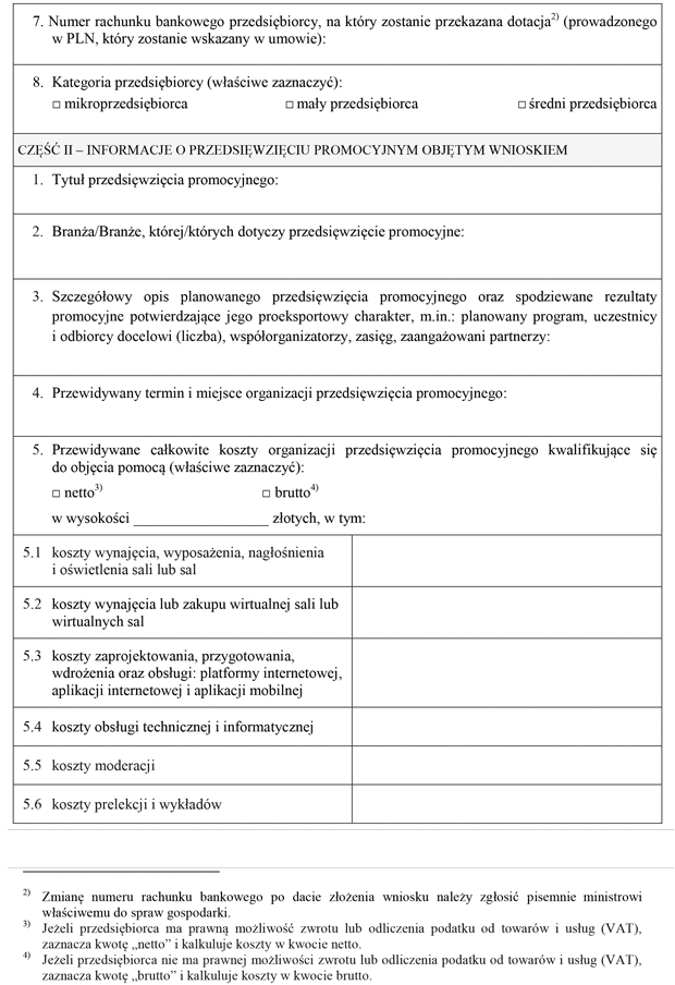 Wniosek o dofinansowanie kosztw organizacji przedsiwzicia promocyjnego