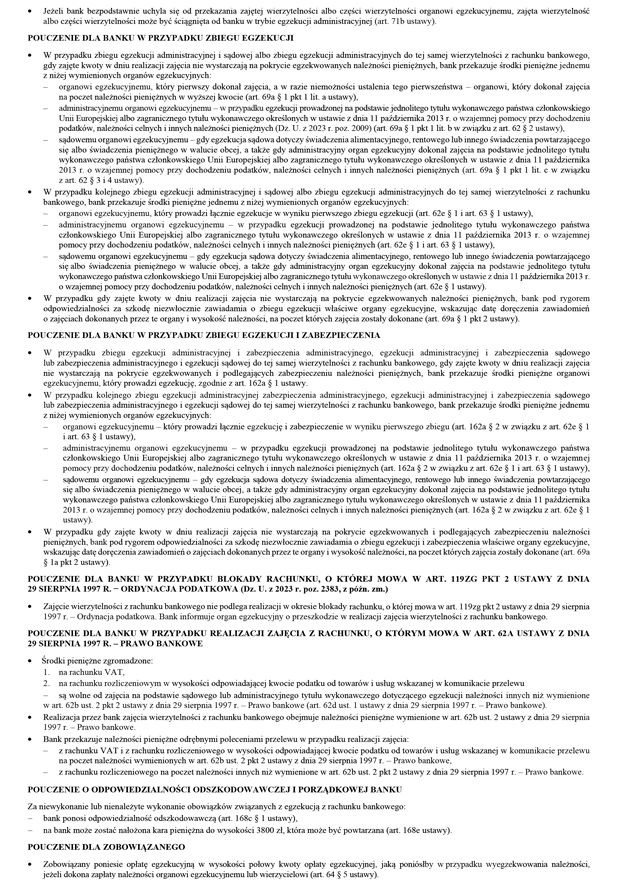 Zawiadomienie o zajciu wierzytelnoci z rachunku bankowego i wkadu oszczdnociowego na poczet nalenoci pieninej, o ktrej mowa w art. 62b ust. 2 pkt 2 ustawy z dnia 29 sierpnia 1997 r. - Prawo bankowe, lub innych nalenoci pieninych