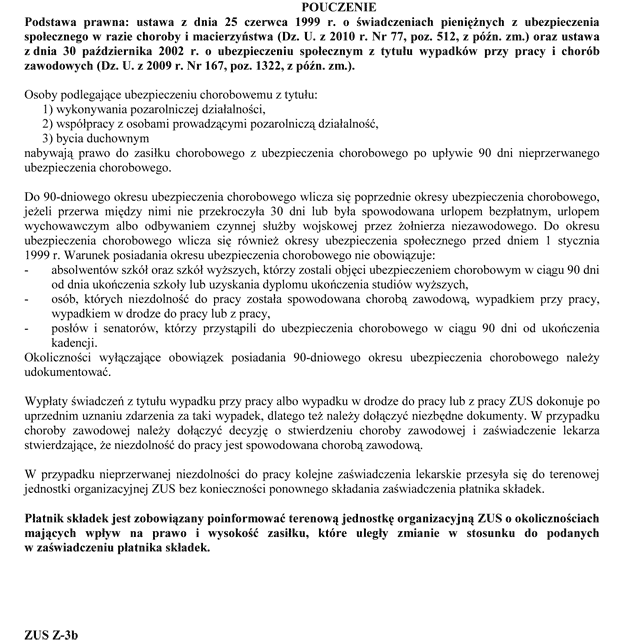 ZUS Z-3b. Zawiadczenie patnika skadek