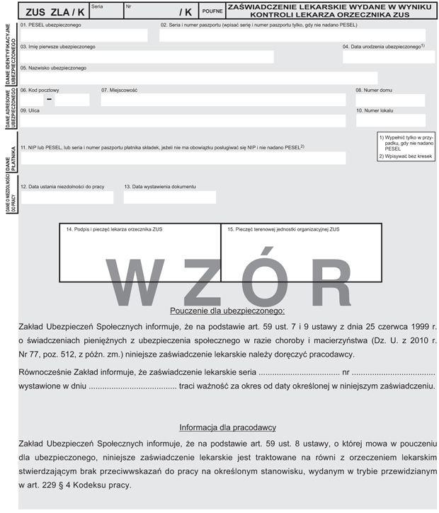ZUS ZLA/K