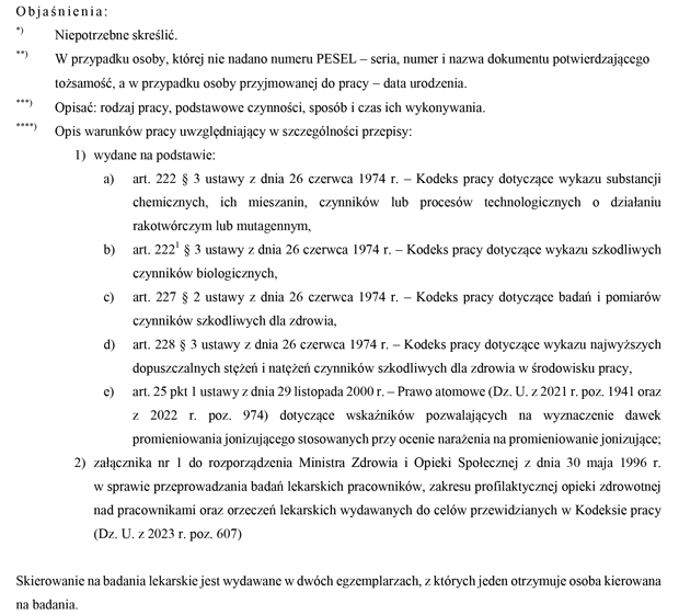 Skierowanie na badania lekarskie (wstpne/okresowe/kontrolne)